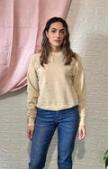 Felpa Beige Foderata in Pile - Vestibilità Ampia e Comfort
