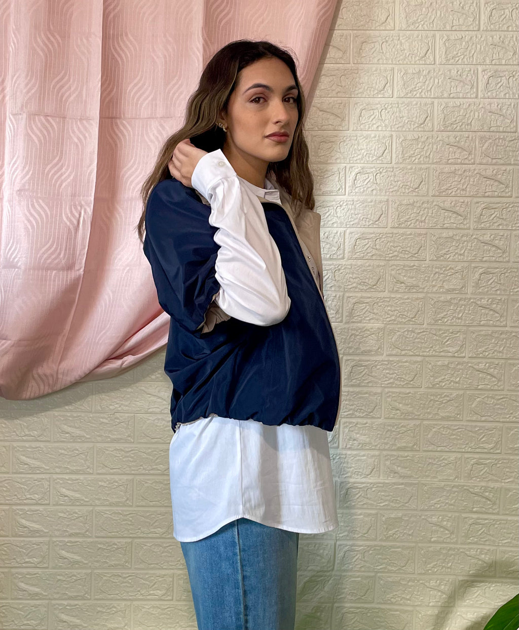 Giubbino Double Face Blu e Beige - Versatilità Reversibile