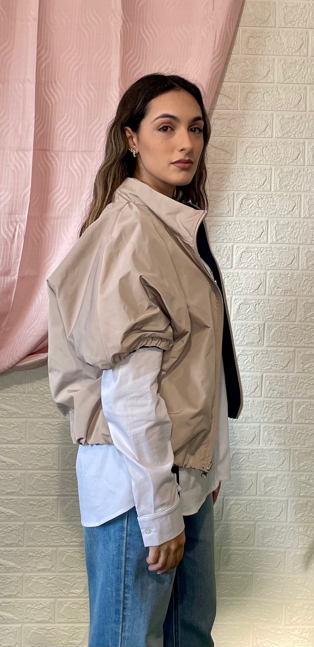 Giubbino Double Face Blu e Beige - Versatilità Reversibile