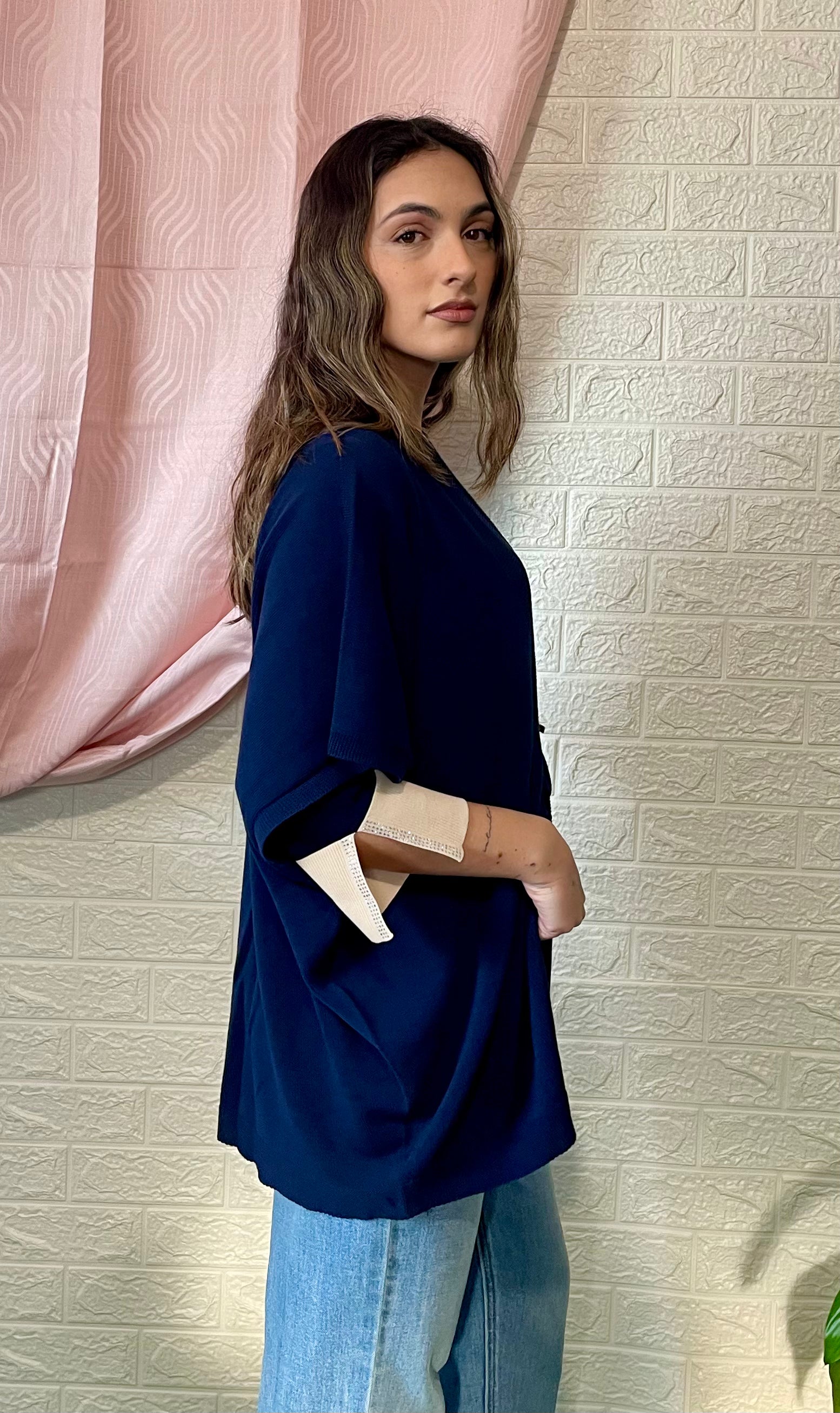 Kimono Oversize Blu Navy - Eleganza Contemporanea