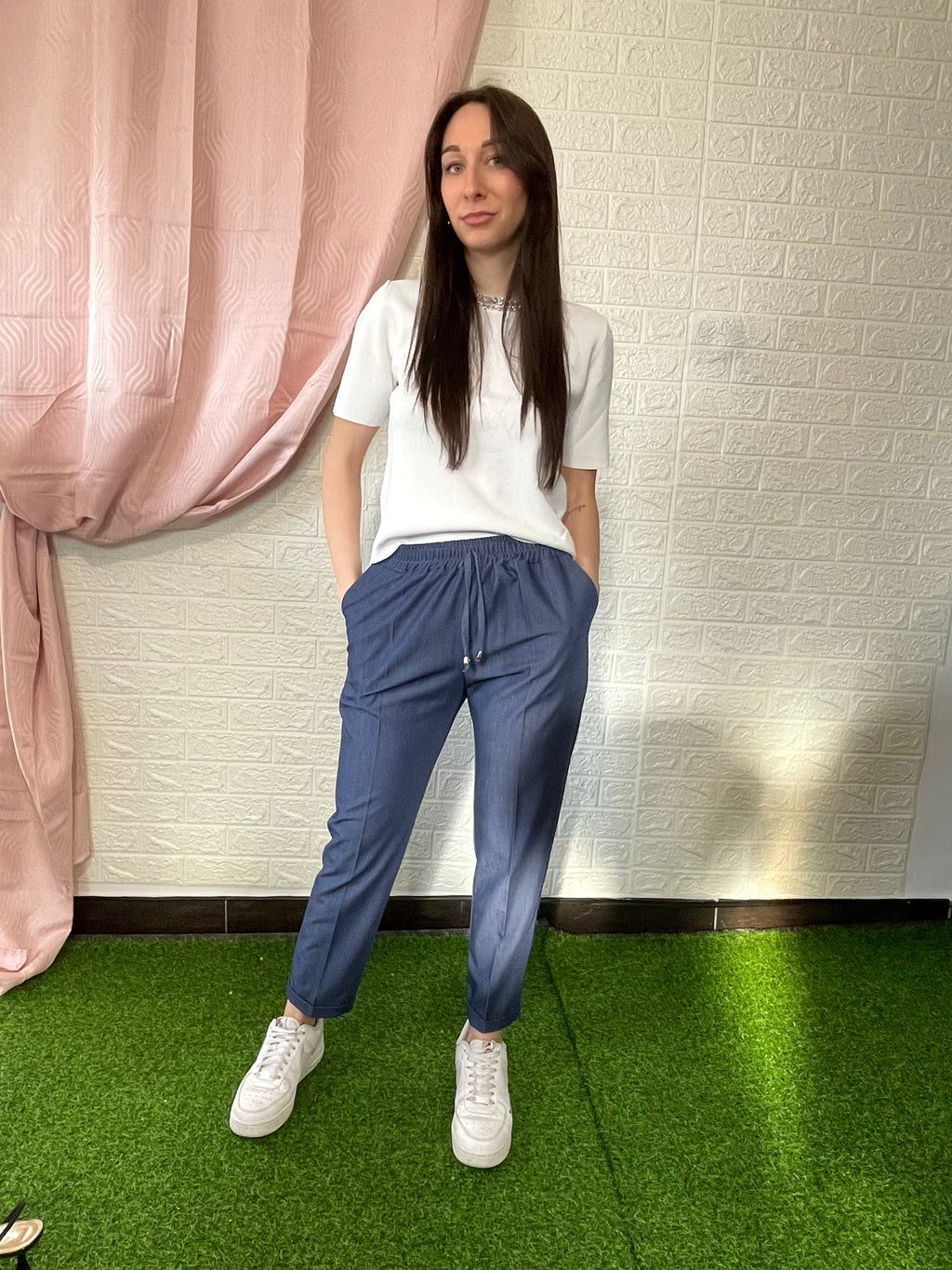 Pantalone Effetto Jeans Stile Tuta