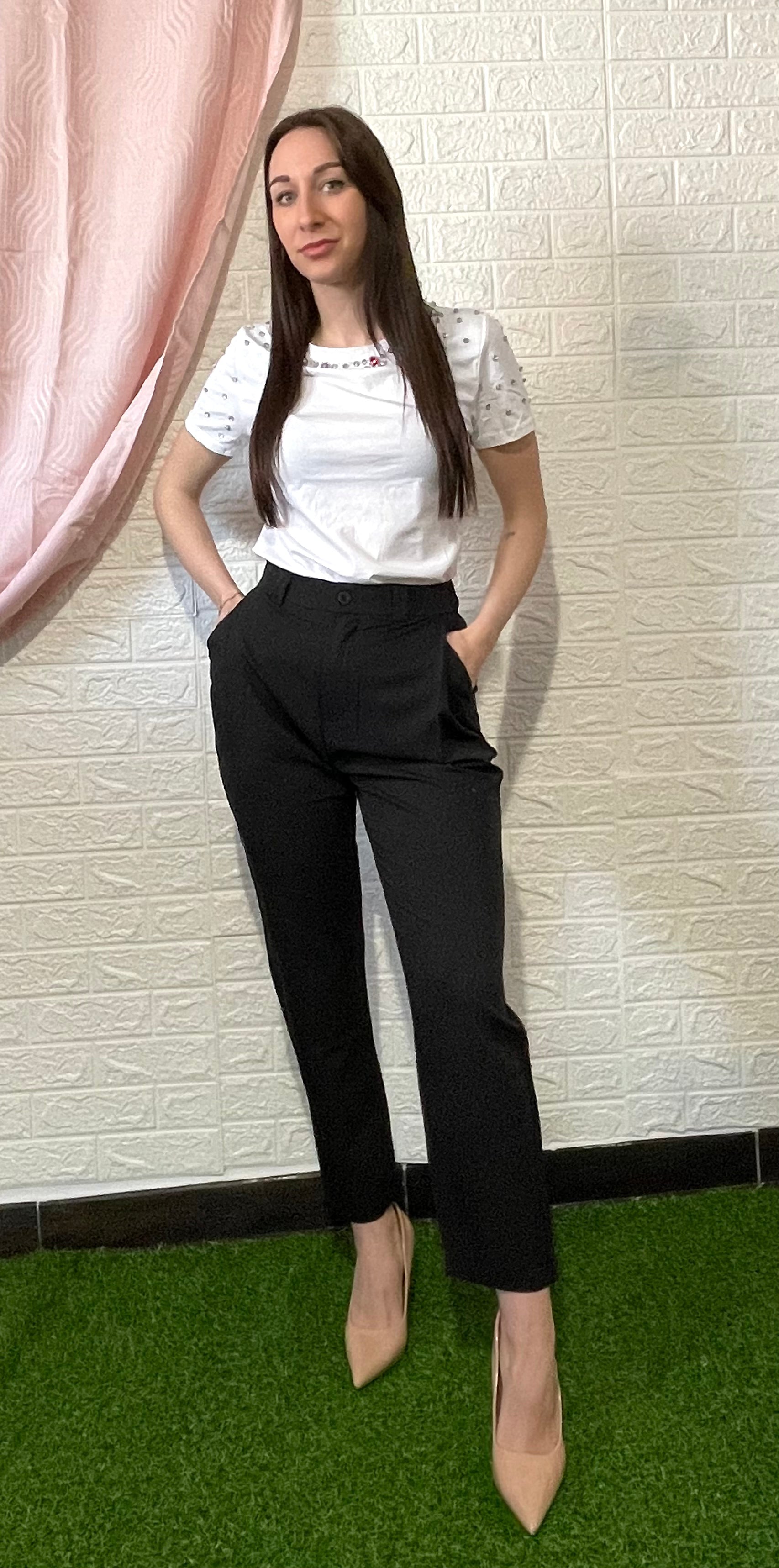 Pantalone Classico - Bianco, Beige e Nero