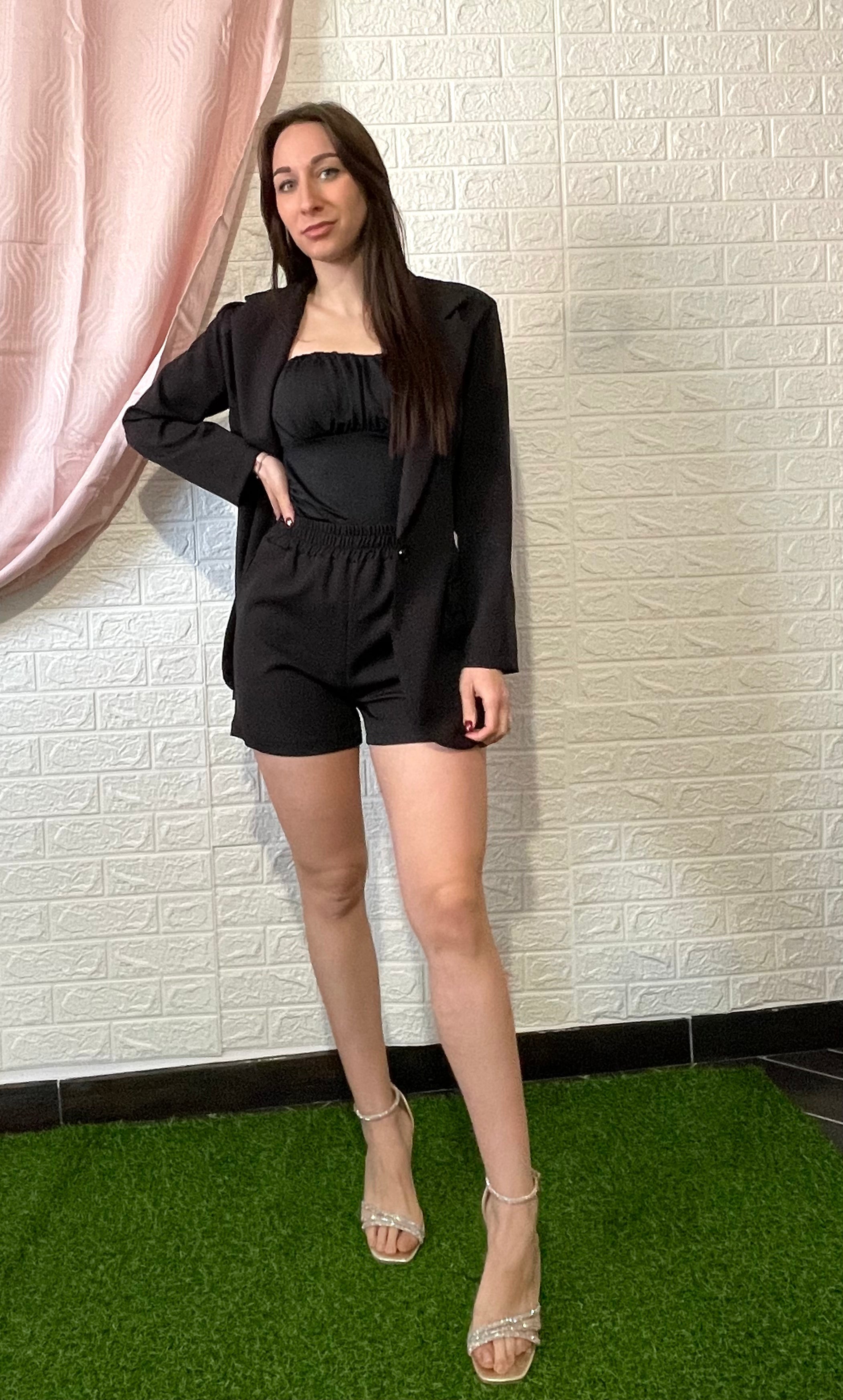 Coordinato Pantaloncino e Giacca - Nero
