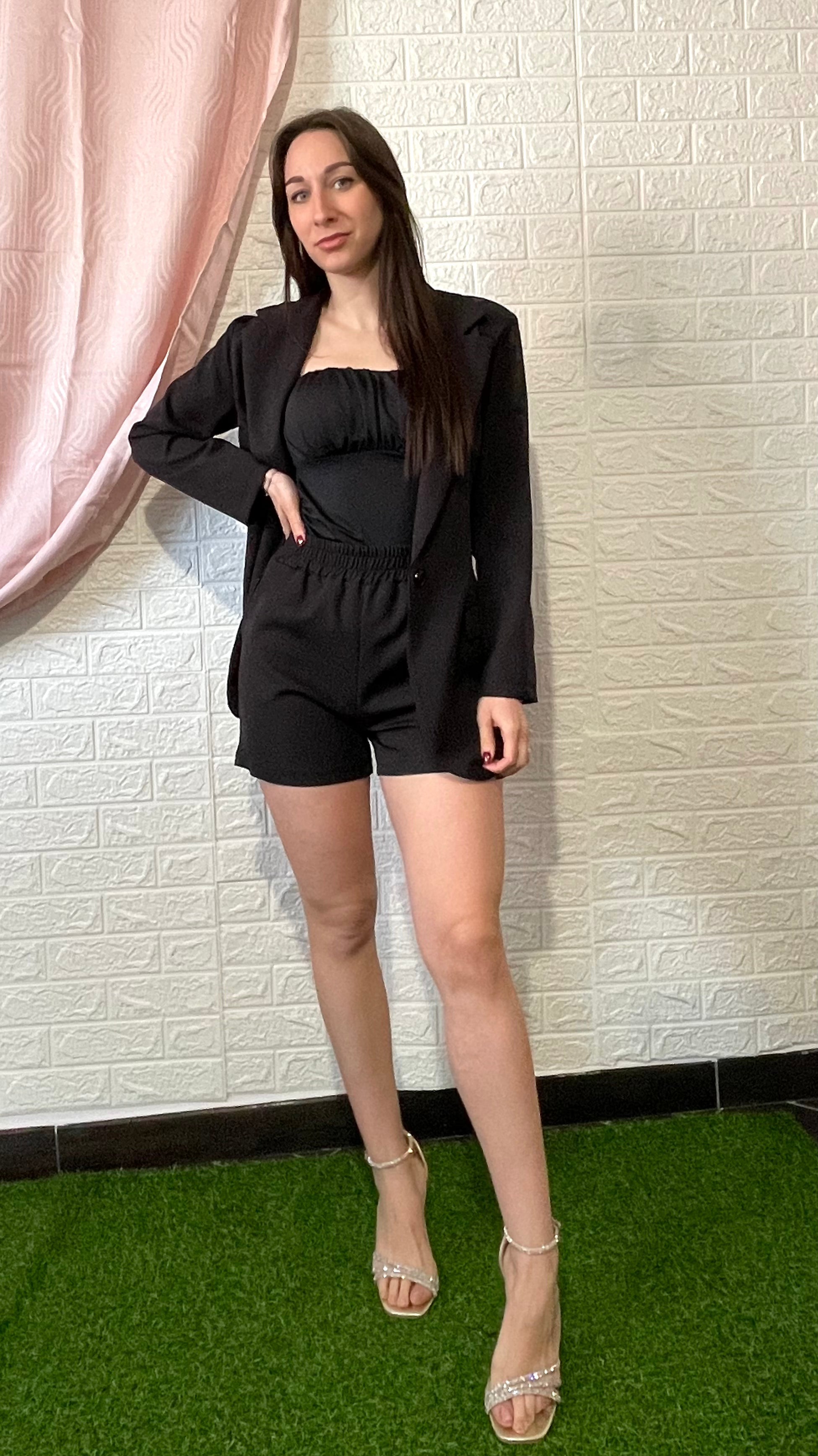 Coordinato Pantaloncino e Giacca - Nero