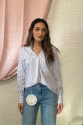 Camicia Oversize a Righe Blu e Bianche