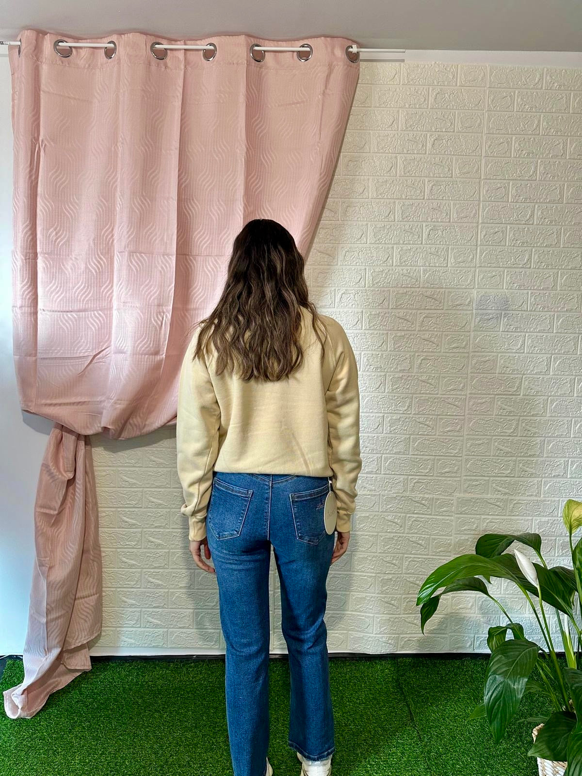 Felpa Beige Foderata in Pile - Vestibilità Ampia e Comfort