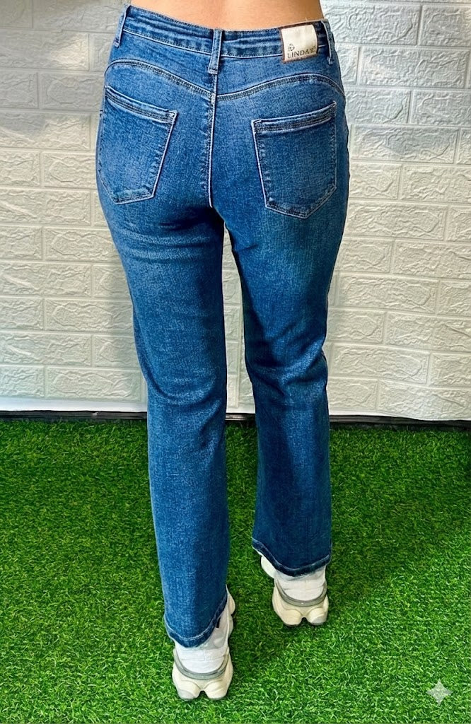 Jeans Blu Scuro a Vita Alta - Denim Classico